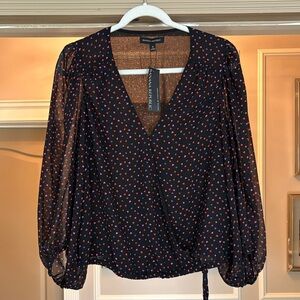 Banana Republic Black Blouse withTiny Heart Pattern